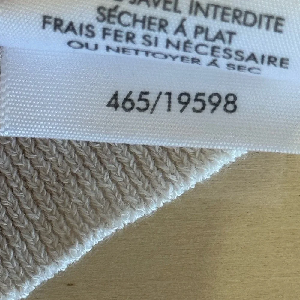 White + Warren Knit Lightweight Linen Blend Beige Cable Knit Crew Neck Sweater L